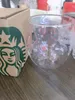 Hediye Ürünü Sınırlı Eeition Kedi Ayak Starbucks Kupalar Kahve Kupa Oyuncaklar Sakura 6oz Pembe Çift Duvar Cam Bardaklar