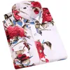 Erkek Çiçek Baskı Gömlek Uzun Kollu Rahat Çiçek Baskı 100% Polyester Yumuşak Ince Rahat Düğme Yukarı Hawaiian Elbise Gömlek 210714