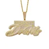 Bling Iced Out Letters Dream Rich Pendant Necklace 2 Colors Luxury AAA Zircon Rapper Hip Hop Jewelry 210330249h