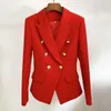 Blazer da donna in vero rosso Giacca formale da donna Classica bottoni doppiopetto in oro Bianco Blazer nero di alta qualità 210930