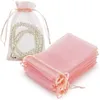 100pcs/lot Jewelry Bag Wedding Gift Organza bags with Drawstring Packaging Pouches for Christmas Baby Shower Festival