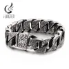 Fongten Vintage Style Bracelet Men's Unique Carving Cuban Link Chain Stainless Steel Men Bracelets Bangle Fashion Jewelry 220121