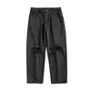 Męskie dżinsy Mężczyźni Streetwear Ripped 2021 Czarny Blue Hole Koreański Fashions Proste Luźne Spodnie Harem Mężczyzna Denim Plus 5XL-M