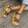 2021 Женщины Rome Sandals Flock Пряжки Пеньки Сандалии Летняя Платформа Сандалия ОТКРЫТЫЙ ДОВЕРЫ РЫБЫ РОЖ ЛИЗЫ ЖЕНЬ Клинья Повседневная Обувь Y0721