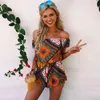 Yaz Tulum Kadınlar Slash Boyun Çizgili Fırfır Vücut Femme Baskı Playsuits Bayanlar Için Seksi Tulumlar Rompers Beach Bodysuits 210507