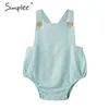 Kids Casual Button Sleeveless Solid Cute Romper Overalls Fashion Lovely Summer Outfit Baby Playsuits 210414