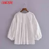 Women Retro Summer Hollow Out Oversized Cotton Romantic Blouse Long Sleeve Chic Female Shirt Tops 3H185 210416