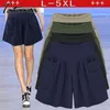 Shorts d'été femmes taille haute coton lin demi-longueur décontracté lâche femmes poches solides bas 4XL 5XL 210514