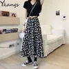 Donna vintage margherita stampa floreale una linea gonna midi signore coreane nero vita alta chic gonne lunghe abiti estivi faldas mujer 210619