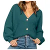 Women's Sweaters Sweater Fashion Winter V-neck Long Sleeve Casual Pullovers Solid Color Button Knitted Top 2021 Jumper