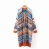 Casual Woman Oversized Bohemian Long Knitted Cardigan Autumn Fashion Ladies Loose Colorful Outwear Female Chic Jackets 210515