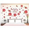 HM19042 الصين الأحمر روز بو ملصقات غرفة نوم رومانسية غرفة المعيشة زينت خلفيات pvc يمكن إزالة 210420