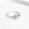Bröllopsringar koreanska 925 sterling silver för kvinnor chic zirkon öppen justerbar ring delikat snöflinga smycken bagu1201832