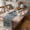 Luxury Modern Table Runner Jacquard Geometric Chenille Striped Beads TV Cabinet Coffee Table Dust Cover Dining Table Decor