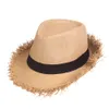 Sun Hat Men's Summer Anti Jazz Effen Kleur Ademend Stro Outdoor Travel Sunhat