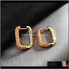 Hie Jewelryfashion Exquisite Micro Zirkon Einfache Kleine Quadratische Creolen Geometrische Gold Farbe Ohrring Aros Mujer Dff0561 Drop Lieferung 2