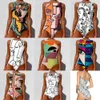 Personality Abstract Print Swimsuit Women Body Swimwear Bodysuit Swimming Wear Bathing Suit Lady Beachwear Plus Size 210515