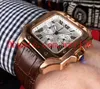 Orologi da polso da uomo 100 XL 40mm Oro rosa 18 carati Giappone Cronografo multifunzione Movimento al quarzo Orologi da uomo Cinturino in pelle marrone