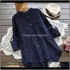 Kleding Apparel Drop Levering 2021 Collectie Plus Size Lange Mouwen Blouses Mode Vrouwelijke Losse Katoen Linnen Blouse Shirts Tops Casual Pure CO