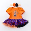 Baby Halloween Costumes Party Decor Christmas Decorations Cartoon Pumpkin Short Sleeve Skull Dress 0-2 Years Old XD24806