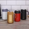 350/500 ml Doppelte Edelstahl-Thermokaffeetassen mit Griff Thermoskanne Reisebüro Teetasse mit Deckel Trinkwasserflasche 210809