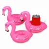 Mini Flamingo Pool Float Drink Hållare Kan Uppblåsbar Flytande Pool Bad Strandfest Barnleksaker FY7212