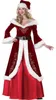 Kostym tillbehör santa claus kostym vuxna kvinnor jul cosplay sexig röd deluxe velvet fancy 3pcs set xmas party kvinna klänning s-xxl