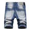 Mens Shorts Jeans Fashion Stylist Summer Men Ripped Straight Pants The side stripe Short Knee Homme Casual Jean