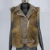 Kvinnors Fur Faux CXFS 2021 Real Coat Vest Vinterjacka Kvinnor Naturliga tvättbjörnull Ytterkläder Avtagbar Streetwear Lokomotiv