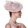 Stingy Brim Hats FS Fascinators Royal Wedding Hat For Women Elegant Lady Pink Black Linen Bowknot Vintage Fedora Pillbox Paty Cocktail Cap