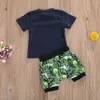 0-24M born Infant Toddler Baby Boy Clothes Set Cartoon Dinosaur Shorts Letter T shirt Outfits Summer Costumes 210515