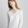 SUYADREAM Женщины Сплошные футболки хлопчатобумажные и шелковые Микс Простые Ожеленые Рубашки с длинными рукавами Осень зима Базовый Топ 210623