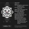 SANDA Üst Marka Spor erkek Saatler Lüks Askeri Kuvars İzle Çift Ekran Su Geçirmez Saatı Relogio Masculino 779 G1022