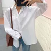 Spring Autumn Cotton White Blouse Women Vintage Long Sleeve Ladies Tops Casual Solid Loose Shirts Blouses Blusas 11456 210512