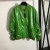 chaqueta de cuero de las mujeres abrigo de moda chaquetas de invierno tops bolsa de brazo con cremallera charol brillante marca PD manga larga abrigos de cuello redondo ropa de diseñador al por mayor