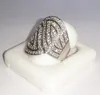 Conjunto de pavé de lujo 100PCS Stone 5A Zircon stone 10KT Anillo de boda lleno de oro blanco para mujeres Sz 5-11 Regalo