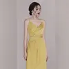 Sexy v-hals zomer jurk vrouwen spaghetti riem mouwloze backless asymmetrie lange jurken mode dame vestido 210520