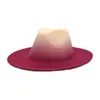 ベレー帽Fedora Hats Gradient Color Feltt Hat Ment男性女性春秋のフォーマルドレスパナマソンブレロスde mujerトップNZ191