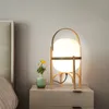 Japanese Natural Wood Glass Table lamp Bedroom Bedside Lamp E27 LED Standing Lamp Desk Light for Living Room Study Tabletop Lighting