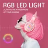 Roze Cat Ear Headset Girls Casque Bedrade Stereo Gaming Hoofdtelefoons met Mic Led Light Laptop / PS4 / Xbox One Controller