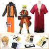 Anime Boruto Kids Kostymer Cosplay Kostym Golden Wig Cloak Bag Sword Props Top Byxor Halloween Julfest för vuxna Y0913