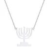 Colares de pingentes de pingente Hanukkah Lâmpada Colar Colar Chanukah Menorah em forma de jóias de aço inoxidável Candlestick Women237p