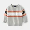 2T-6T Stripe Spring Winter Boy Girl Kids Round-Neck Knit Sweater Baby Pullover Toddler Long Sleeve Sweater Y1024