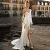Sexy Strand Trouwjurk 2022 One Shoulder Sequins High Split Mermaid Bruid Gown Boho Mode Vestidos de Novia Mariage