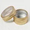 10G lege aluminium cosmetische fles verpakking dozen tin met raam ronde pot kan nagel decoratie ambachten pot container roze zilver goud