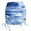 Женская натяжная плиссированная вязаная мини-юбка для женской ямы для боковых стринструйных сексуальных галстук-красителей