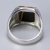 Autentisk sterling silver 925 man ring med tiger ögon fina smycken randmönster naturlig sten cool retro punk ringen6788235