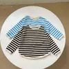 Autumn unisex loose long sleeve striped sweatshirts Boys girls 2 colors cotton oversized clothes 211029