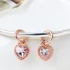 Fit Pandora Charme Pulseira Europeia Prata Encantos Cobra Beads Rosa Gato Gato Pedra Pedra Pêssego Coração Pingente DIY Cadeia Para As Mulheres Bangle Colar de Jóias