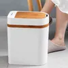 10L Imitation Wood Smart Capteur Corbelle peut toucher des bacs de déchets de cuisine gratuits avec des sacs poubelles / 30 salles de bains à la poubelle 211215